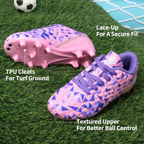 Boys & Girls Soccer Cleats Shoes - PINK PURPLE - 2